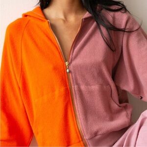 DONNI. Orange and Pink Colorblock Hoodie